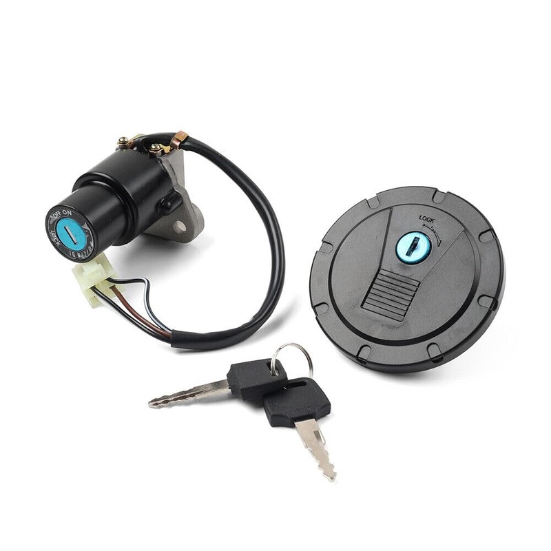 Reckkiiaotu Motorcycle Ignition Switch Lock Set w/Keys - Igntiton Swtich(4-Wires)