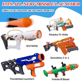 Ruibytree 6 Pack Mega Missile Refill with Carrying Strap - Toy Rocket Launcher Ammo for Nerf N-Strike Elite Series （Orange）