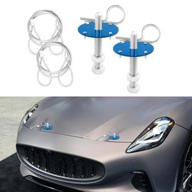 QZTYTY Hood Pins Kit for Car, Hood Lock Pins, Stainless Steel Hood Pin Lock Clip with Racing Lanyard for Fixing Car Hood Cover, Car Modified Accessory Hood Pin Plate Lock Fit Most Vehicles (Blue)