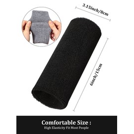 Sumin 8 Pieces 6 Inch Wrist Sweatband Sports Wristbands Tennis Elastic Athletic Wrist Bands for Men and Women Wide Protection Band Long Size for Basketball Running (Black, White, Dark Grey, Blue)