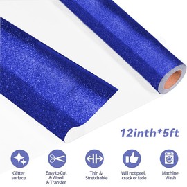 Creatorally Heat Transfer Vinyl 30.5cm x 1.52m, Glitter HTV Iron On Vinyl for T-Shirt Clothing and Other Fabrics Compatible with Heat Press Machine and Craft Cutter Machine (Glitter Blue)