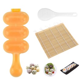 Gpurplebud Onigiri Mould Set 3pcs - Rice Ball Mold Bamboo Sushi Rolling Mat Sushi Roller Sushi Making Kit Rice Moulds for Lunch Bento and Home DIY
