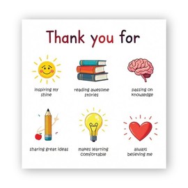 Papa Prints Thank You Teacher Cards Cute Thank You Card for Teacher Blank Inside (145 x 150 mm) with Envelope Perfect for Preschool & Nursery teachers cards