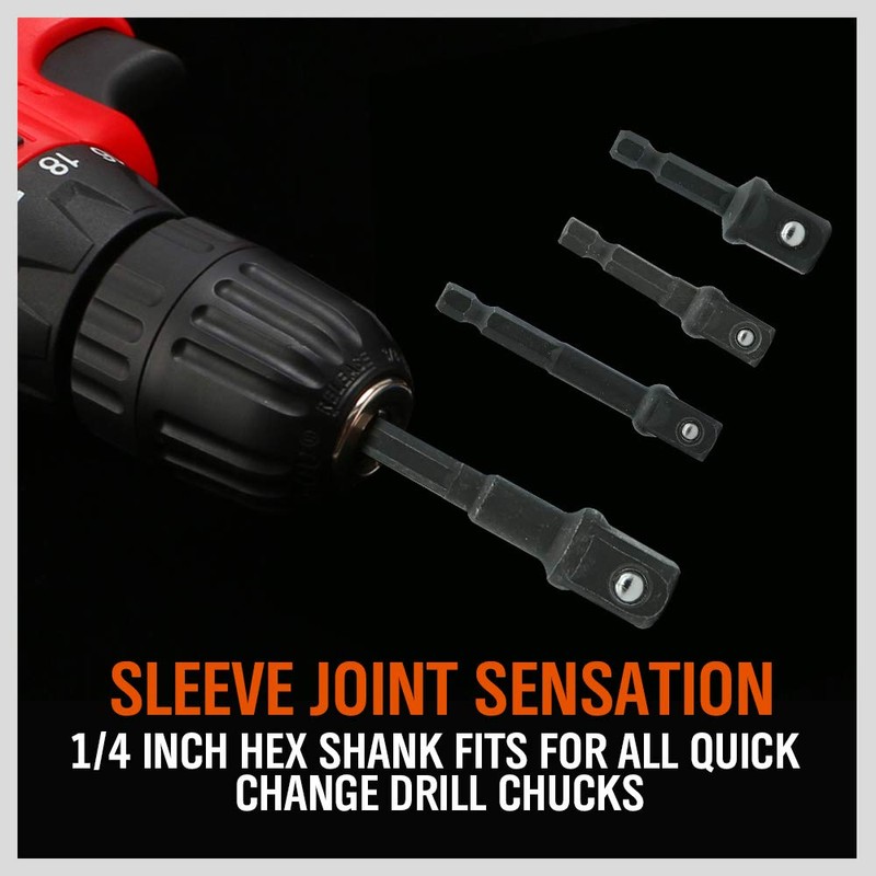 HORUSDY 8-Piece Impact Sockets Adapter Sets, Hex Shank 1/4" 3/8"