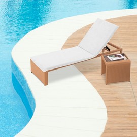 Jemidi Terry Cloth Protective Cover for Sun Loungers and Garden Recliners - 75 x 200 cm, White