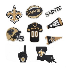 Football Team Shoe Charms Decorative Sport Charm and Sports Merchandise Sport Team Logo Soccer Fans Party Favor Gifts for Men Women Adults Children 9pc Set