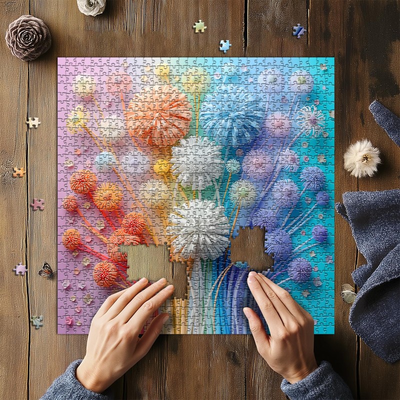 Flower Puzzles for Adults 1000 Pieces, Impossible Floral Puzzles, Colorful
