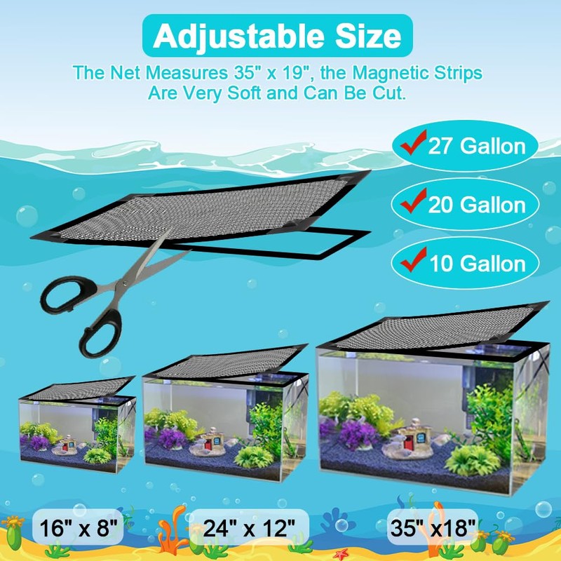 Jaxbo Magnetic Aquarium Cover Lid, DIY Fish Tank lid Anti-Jumping