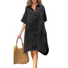 chouyatou Women's Summer Casual Linen Beach Tunic Dress Loose High