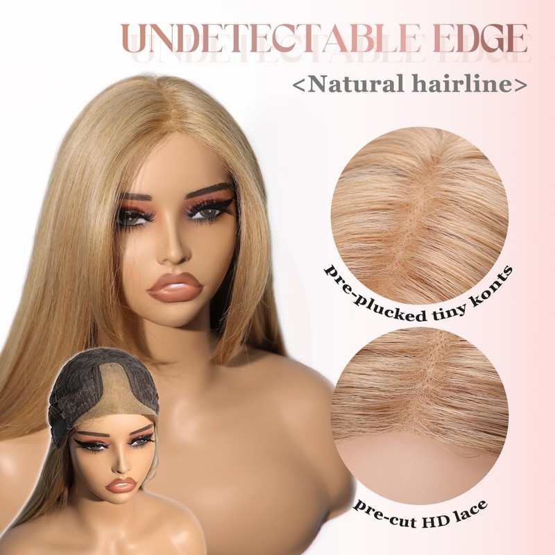 Blond Lace Front Wigs for Women 22Inch Synthetic Pre Plucked