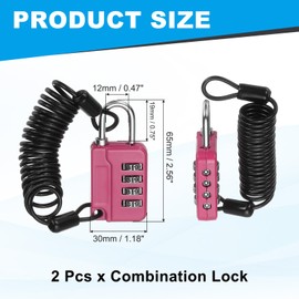 MECCANIXITY Combination Lock, 4 Digit Padlock Combination Outdoor Waterproof Locker Lock with Steel Cable for Gym Luggage Home Sports Hasp Storage, Peach Pack of 2
