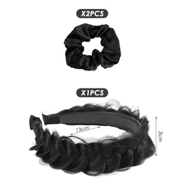1 black braided headband and 2 hair bands, creative headbands, women's headbands, elastic hair bands, hair accessories