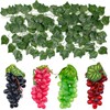 Quancru 4 Bunches Artificial Grape with 3 Pcs Fake Grapes