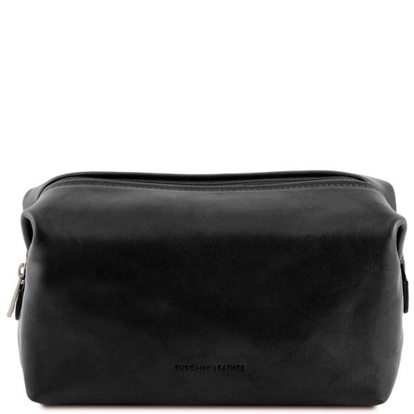 Tuscany Leather Smarty TL141219 Travel Toiletry Bag Leather Large Black, black