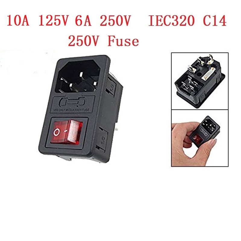 GFORTUN 3 Pack Red Light Rocker Inlet Male Power Socket