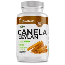 Canela de Ceylan 100% Pura (Certificada de Origen) - [Extremadamente Eficaz] - 180 Capsulas de 500mg - (Para 90 Dias de Consumo)- Ceylan´s Cinnamon. BioHerb