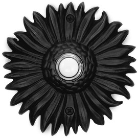 Waterwood Solid Brass Sunflower Doorbell in Black - Wired & Illuminated Push Button from Environmentally Friendly Recycled Material