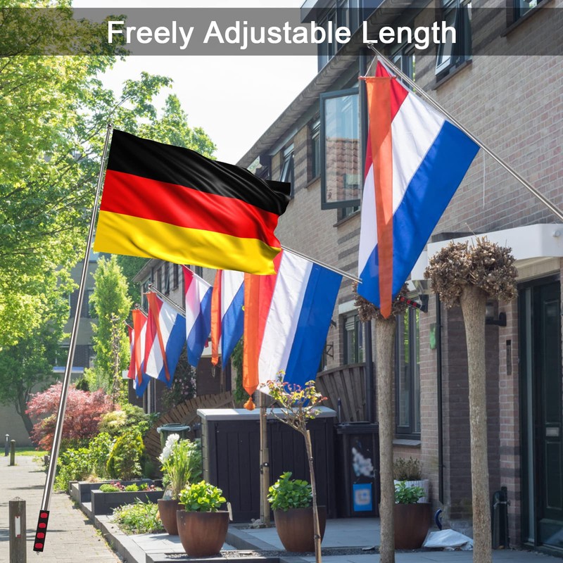 Telescopic Flag Pole 3pcs 2M Stainless Steel Handheld Flag Pole