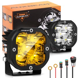 Auxbeam Auxbeam XP-Ultra Series Hyperspot LED Pod Lights, 3 Inch 80W 9600LM Spot Beam Offroad Lights, Amber White Lens Covers, 30 Spotlight Fog Ditch Lights, for Motorcycle Jeep Toyota 4x4, Pair