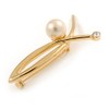 Gold Plated Loop with Faux Pearl Brooch - 50mm L