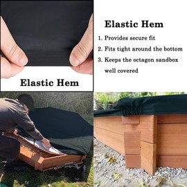 Cozzka Upgraded Outdoor Octagon Sand Box Cover Heavy Duty Waterproof Tight Replacement Cover for 84" X 78" x 9" Octagon Sandbox with Elastic Hem 6.5 ft x 7 ft
