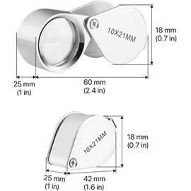 Fyvadio Magnifying Glass, Jewelers Loupe Magnifier Pocket Foldable 10x 21mm Jewelry Eye Magnifying Glass Magnifier for Jewelry, Coins, Gems, Stamps, Watches Supplies