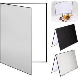JUTOSU 3-in-1 Reflex Board Reflector Lighting Tool Light Path Folding Light Absorption Enhancement Contour Enhancement White Silver Black Freestanding for Photography, Compact Product Photography (A4)