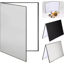 JUTOSU 3-in-1 Reflex Board Reflector Lighting Tool Light Path Folding Light Absorption Enhancement Contour Enhancement White Silver Black Freestanding for Photography, Compact Product Photography (A4)
