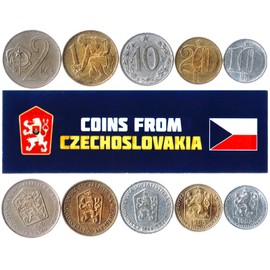 Hobby of Kings Different Coins - Old, Collectible Czechoslovakian Foreign Currency for Collecting Book - Unique, Commemorative World Money Sets - Gifts for Collectors - Collection of 5