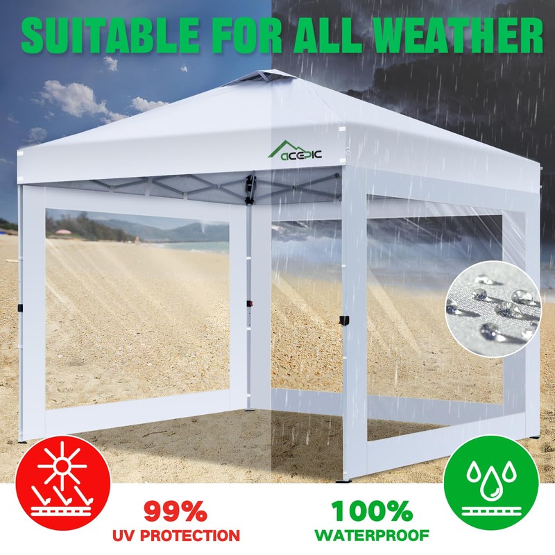 Acepic Clear Canopy Sidewalls for 10x10 Pop Up Tent, Transparent