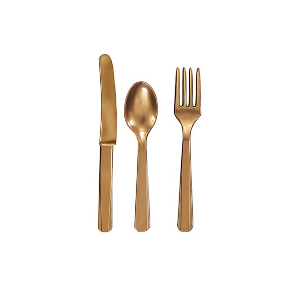 Amscan 4546.19 Supplies Premium Assorted Party Cutlery, 9 x 4.3, 24ct, Gold