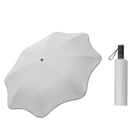 ThreeH Compact Travel Umbrella Automatic Open and Close Round Corner for Men Women Teenagers, White