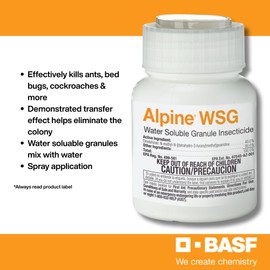 BASF Alpine WSG Water Soluble Granule Insecticide, Indoor Outdoor Pest Control for Ants, Flies, Bed Bugs, German Cockroach, 200 Grams