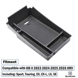 RUNROAD Center Console Organizer Tray Compatible with Honda HR-V 2023 2024 2025 2026 HRV Accessories, ABS Console Organizer Armrest Storage Box Coin Holder, Black
