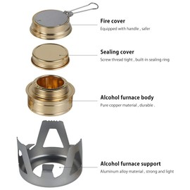 78Henstridge Mini Spirit Burner Windshield Alcohol Camping Stove Alloy Brass Lightweight Adjustable Temperature Alcohol Stove for Backpacking Hiking Outdoor, BBQ Cooking Picnic