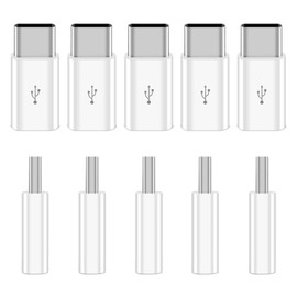 Wansurs 10 Pack Micro USB to USB C Adapter,USB Type C Adapter Convert Connector Compatible with all USB-C Phone Tablet Laptop PC (White)
