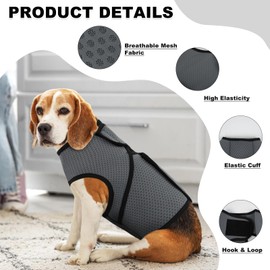 Dog Anxiety Vest Calming Jacket,Adjustable Dog Anxiety Relief Shirts,Thunder Coat for Fireworks, Vet Visits and Separation,Darkgrey S