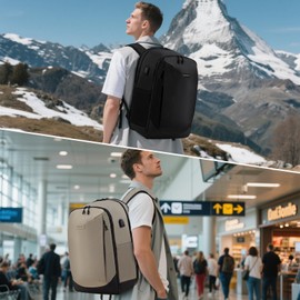 OPOALO Travel Backpack: Carry on Expandable Back Pack for Laptop Hiking Business Water Resistant Lightweight for Men and Women Black