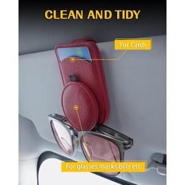 YONGMING Soporte universal para anteojos de sol para automóvil, soporte de piel para anteojos, anteojos de sol, soporte universal para tarjetas, billetes, tarjetas de crédito, almacenamiento de clip, paquete de 2