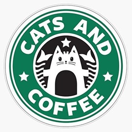 Cat And Coffee Sticker Sticker Decal Vinyl Bumper Sticker Decal Waterproof 5"