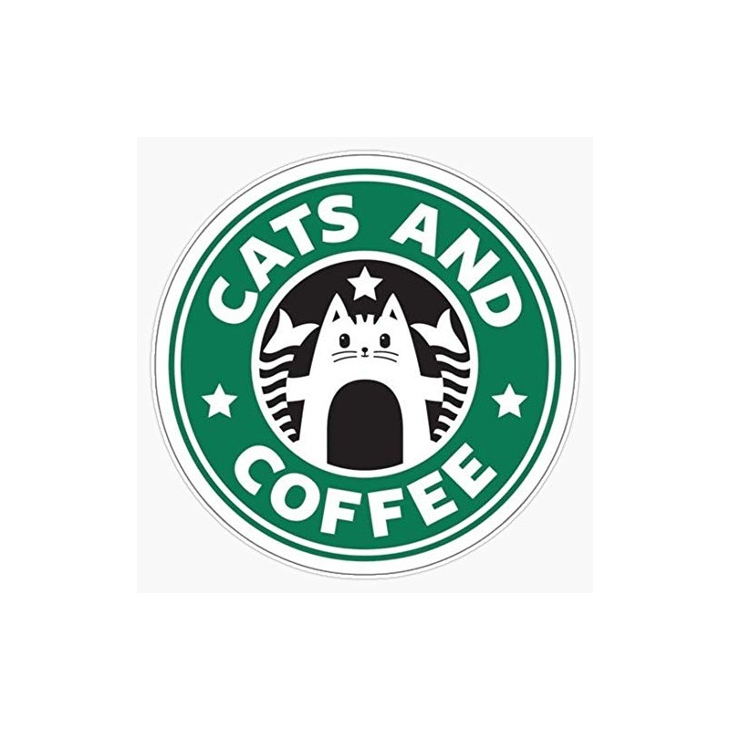 Cat And Coffee Sticker Sticker Decal Vinyl Bumper Sticker Decal