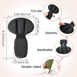 Back of Heel Cushion Pads, 4Pcs Mesh Adhesive Heel Grips Inserts for Boots, Loose Shoes Too Big, Reusable Heel Guards Liners for Women Men, Anti Blister Shoe Liners Heel Protectors