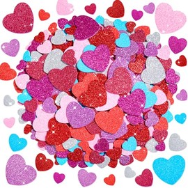 928 Pcs Valentines Heart Stickers, 8 Colors & 3 Sizes Self-Adhesive Glitter Foam Heart Stickers Perfect for Valentine Crafts for Kids DIY Cards Scrapbook and Valentine's Day Decorations