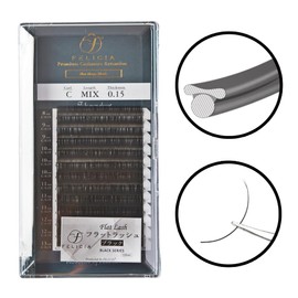 FELICIA Flat Matte Lash Extensions, Ultra Soft, Single, Matsueku, Eyelash, C Curl, 0.15 Thick, 0.3 - 0.5 inches (8 - 13 mm), Mixed