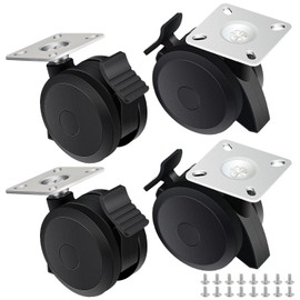 KitchenKipper 4 Pack 69828 69827 Locking Caster for Weber Spirit 200/300 Series Gas Grills (2013 and Newer) with Up Front Controls - Heavy Duty Fixed Locking Casters with Mounting Plates and Screws