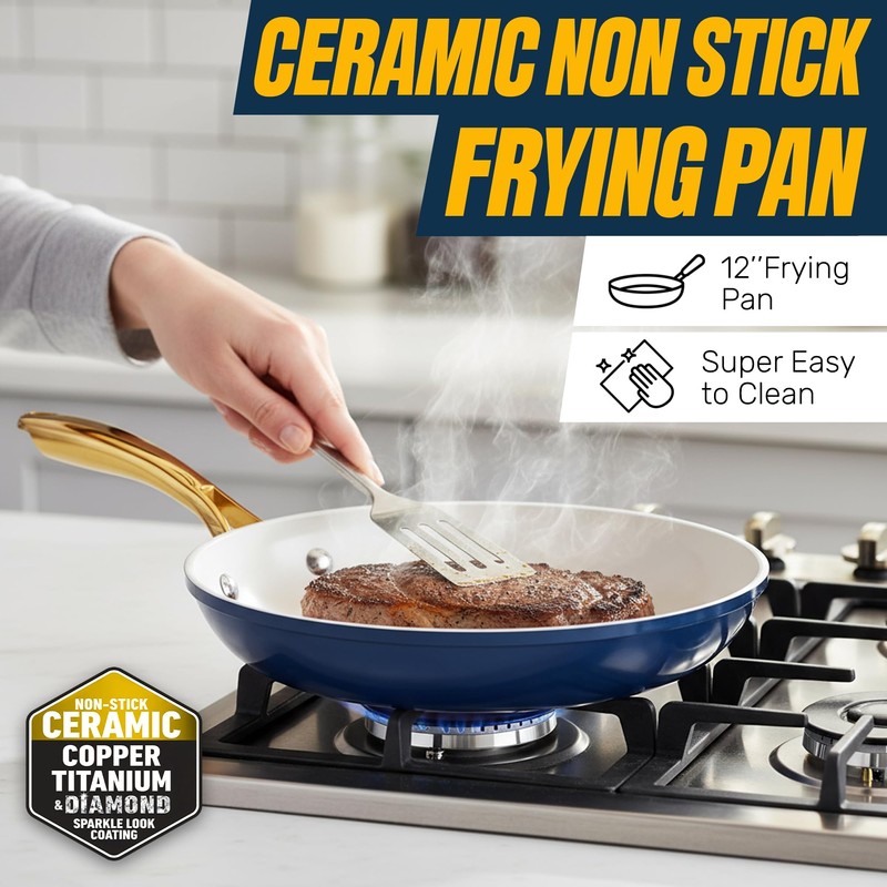 Gotham Steel 12 Pc Ceramic Cookware Set Nonstick, Ceramic Pots