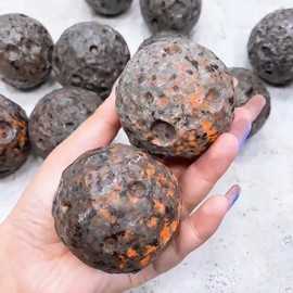 2" Natural Yooperlite Full Moon Sphere Healing UV Glow Stone Crystal Decor Gift