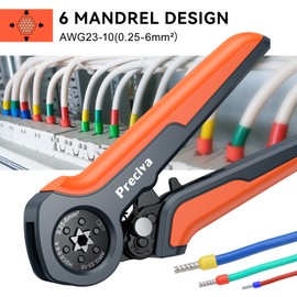 Ferrule Crimping Tool, Preciva 0.25-6mm²/AWG23-10 Crimper, ABS Wrapped Shell, Hexagonal Crimping Tool with Ratchet Mechanism, Premium HSC8 Steel