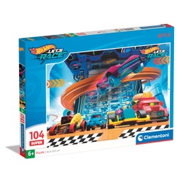 Clementoni- Hot Wheels Supercolor Wheels-104 Pezzi Bambini 6 Anni, Puzzle Cartoni Animati, Made in Italy, Multicolore, 25777
