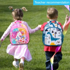 CCJPX 3PCS Toddler Backpack for Boys, 12.5" Dinosaur Book Bag and Lunch Box Set